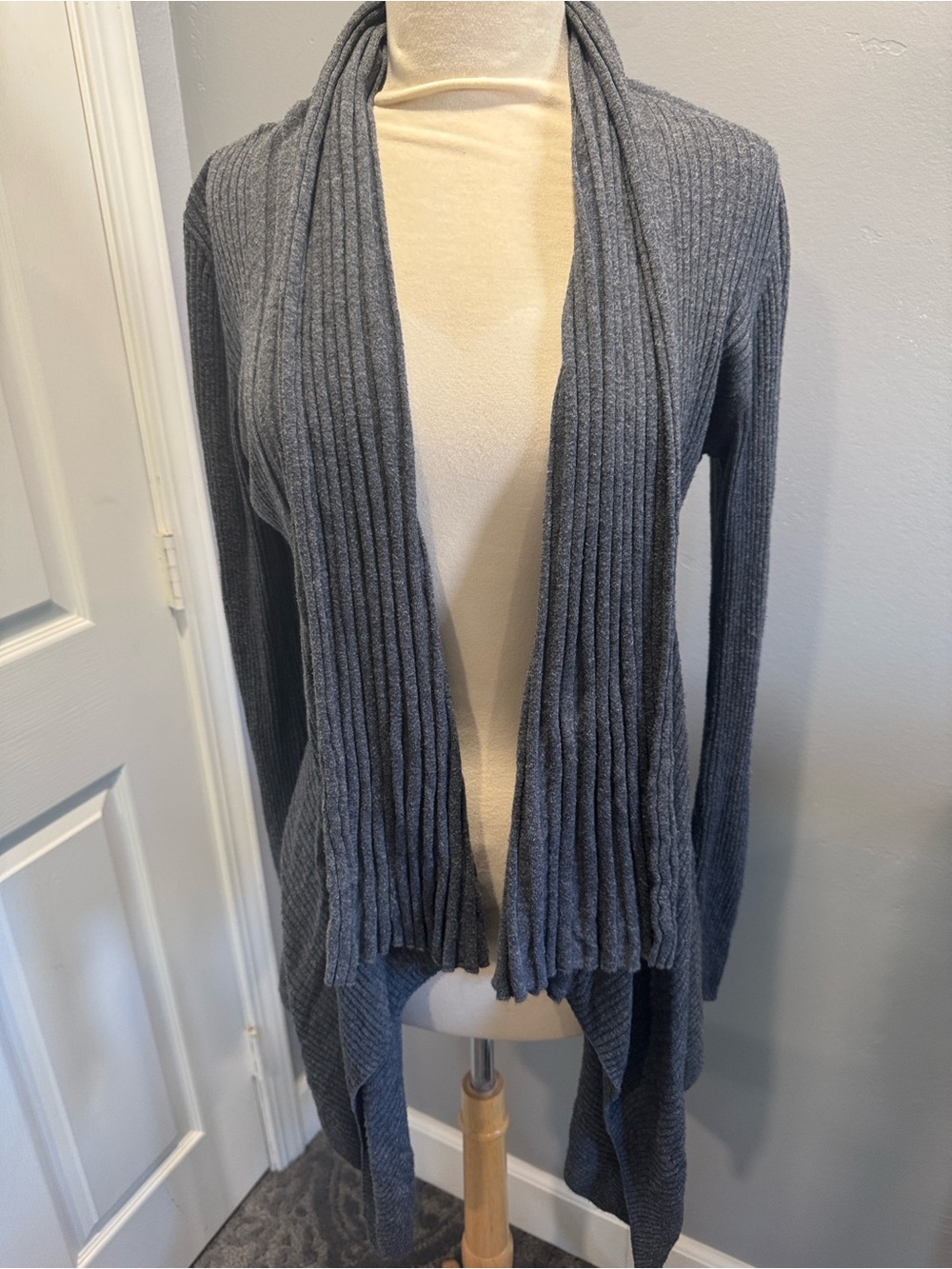 INC International Concepts Gray Ribbed Cardigan L